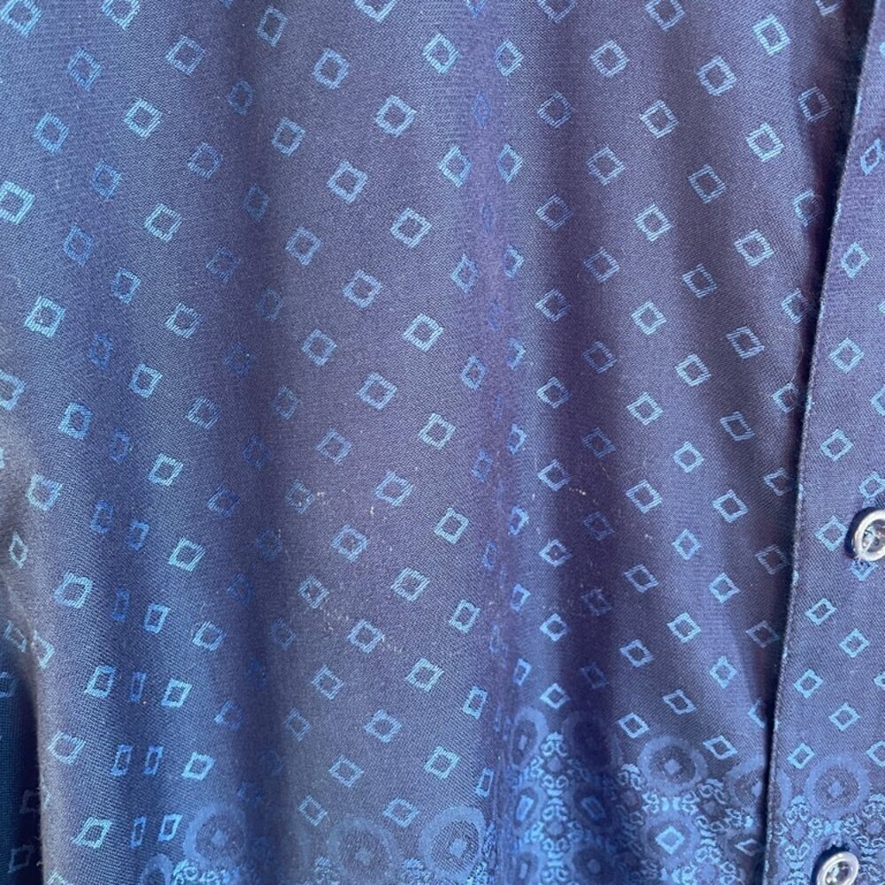 Robert Graham Men's Button Down Shirt Jacquard Blue Size L Long Sleeve - Picture 5 of 15